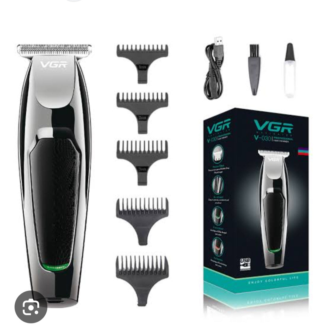 VGR hair trimmer set with attachments and packaging on a white background